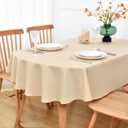 NEWISHER Beige Oval Tablecloth 60x120 inch, Heavy Duty Polyester Fabric Table Cloth, Reusable Washable Solid Table Cover for Dining, Kitchen, Party, Wedding, Indoor Outdoor Tabletop Decoration