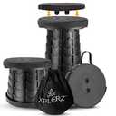 XPLORZ Upgraded Portable Folding Stool with Seat Cushion and Nylon Bag Adjustable Stool with 350lbs Load Capacity Collapsible Camping Stool for Adults Outdoor Travel, Fishing. (1, Black)