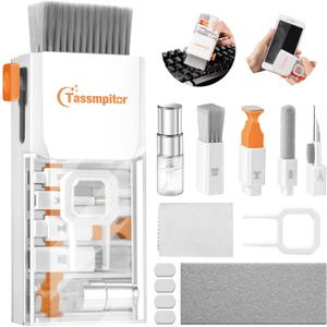 Keyboard Cleaner Laptop Cleaning Kit, All-in-One Keyboard Cleaning Kit, Laptop Cleaner Tool for MacBook iPad iPhone Computer, Portable Electronics Brush Tool for Tablet PC Camera Lens Earbuds Monitor (Bright White)