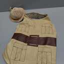 CheetahBoo Dog Safari Costume Vest Hat XS XXL Dinosaur Trex Stegosaurus Park Ranger Zoo Animal Cosplay Halloween, (Medium, Brown)