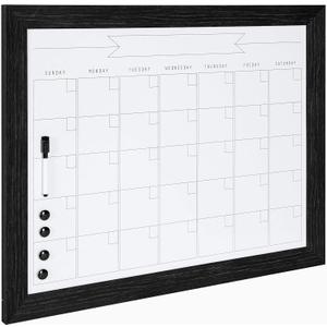 DesignOvation Beatrice Framed Magnetic Dry Erase Monthly Calendar, 23" x 29", Black, Rustic Wall Organizer