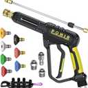 POHIR Pressure Washer Gun 3600 PSI with 3/8'' Swivel Quick Connect Extension Wand, M22 15mm and M22 14mm Fitting 30 Inch 7 Nozzle Tips, Yellow
