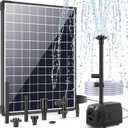 POPOSOAP 25W Solar Water Fountain Pump, Solar Water Pump with Flow Adjustable, Pond Pump with Water Shortage Protection & Diverter Valve & 16.5FT Cord for Ponds, Garden, Waterfall, Hydroponics-P125H