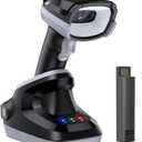 TEEMI 2D Bluetooth Industrial Barcode Scanner High-Resolution Megapixel Sensor Handheld Reader Industrial Rugged Design Easy Battery Swap Powerful Data Parsing (USB Cradle and Spare Battery Included)