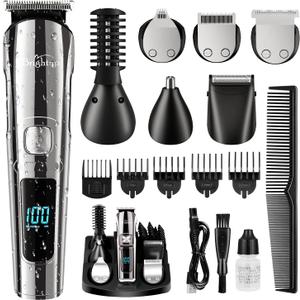 Brightup Beard Trimmer for Men - Electric Razor & Shaver, Cordless Hair Clippers Trimmers Set, IPX7 Waterproof Mens Grooming Kit for Shaving Face, Mustache, Body, Ear, Nose Hair Trimmer, Gifts for Men