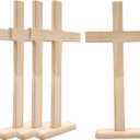 16 Inch Only 2 Pack Wood Cross Unfinished Wooden Crosses Unpainted Tabletop Cross for Crafts