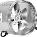 VIVOSUN 8 Inch Inline Duct Fan 420 CFM, HVAC Exhaust Ventilation Fan with Low Noise for Basements, Bathrooms, Kitchens and Attics, Silver