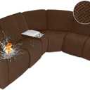 ALIECOM 100% Waterproof Recliner Sectional Couch Covers L Shape Stretch Corner Reclining Sectional Sofa Cover Washable Recliner Slipcover Protector for Dog Pet (5 Seat and 1 Console, Dark Coffee)