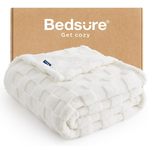 Bedsure GentleSoft White Throw Blanket for Couch - Checkered Fleece Blankets Gifts for Kids Girls, Cute Soft Cozy Throw for Bedroom Home Decor Gifts, 50x60 Inches