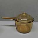 Vintage Corning Visions Visionware 1.5L Amber Sauce Pan Pot w/ Lid