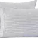 Lane Linen 100% Cotton Pillowcovers, Pillow Cases Standard Size Set of 2, Fits Standard & Queen Pillows, 450 Thread Count Sateen Cotton Pillowcases, Soft & Breathable, Ticking Stripe - Cobalt Blue