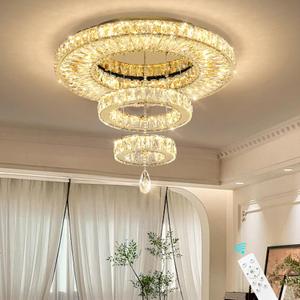 Modern Chandelier for Living Room Light Indoor LED Dimmable Lights Ceiling Chandeliers for Dining Room Bedroom Entryway Gold 45W LEDs Fixtures 3600 Lumens, W24"