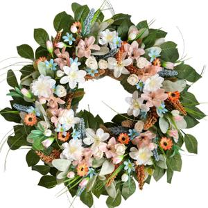 24 Inches Spring Wreaths for Front Door Spring Door Wreath Summer Floral Wreath with Wildflower for Wall Porch Indoors Outdoor Window Home Farmhouse Decorations