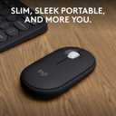 Logitech Pebble Mouse 2 M350s Slim Bluetooth Wireless Mouse, Portable, Lightweight, Customizable Button, Quiet Clicks, Easy-Switch for Windows, macOS, iPadOS, Android, Chrome OS - Black