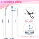 6pc Plastic Replacement Straws Reusable for Stanley Tumbler 30 oz 40 oz, 12 Inch Straight Replacement Straw with Silicone Tips, Straw Covers and Cleaning Brushes