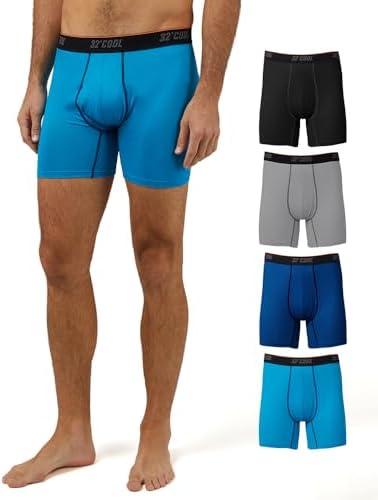 32 Degrees Men’s 4 Pack Cool Active Boxer Brief | Anti-Odor | Quick Drying | 4-Way Stretch, Large