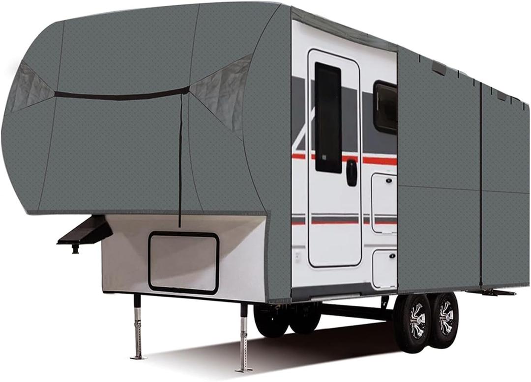 Silscvtt RV Cover Motorhome RV Outdoor Camper Cover Replacement for 26-29 Foot Four Layers of Non-Woven Fabric on the Top of 5th Wheel