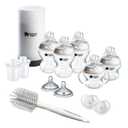 Tommee Tippee Natural Start Ready for Baby Bottle Set, 5oz & 9oz Self-Sterilizing Baby Bottles, Slow & Medium Flow Breast-Like Nipples with Anti-Colic Valves, 0-6 month pacifiers, Travel Bottle Warmer (Clear)