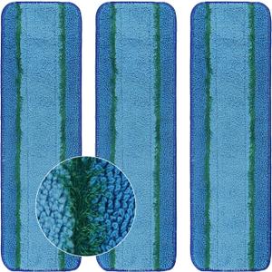 3 Pack Deep Clean Pads Replacement for Bona Family of Mops, Washable & Reusable Microfiber Cleaning Pad for Hardwood and Multi-Surface Floors Cleaning Head, Wet/Dry Mop (Blue)