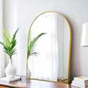 SCWF-GZ 24x16 Arch Mirror Rectangle Wall Mounted Metal Frame Mirrors for Entryway Bedroom Bathroom Living Room 24x16 inch Gold