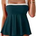 Aidonger Tankini Swimsuit for Women Color Block Tummy Control Two Piece Bathing Suit Slimming Swim Top with Bottom Size L
