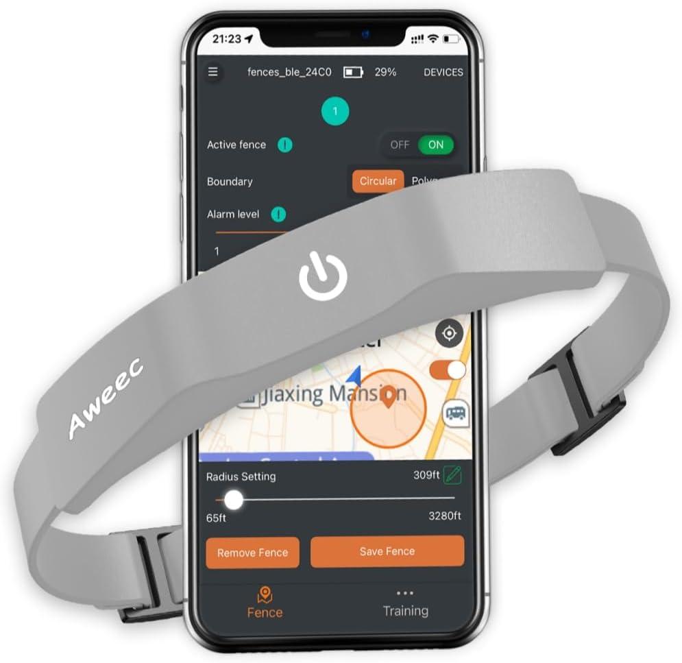 GPS Electric Dog Fence with Free App, Wireless Fence System with Training Collar, Portable for Outdoor Use, Rechargeable Waterproof Flexiable Collar, Adjustable of Dog