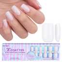BTArtboxnails Square Gel Nail Tips Short - Pre Colored Milky White Soft Gel Nail Tips, Milky White Press on Nails, Natural XCOATTIPS