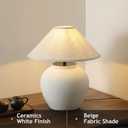 Farmhouse Table Lamps Black 18.8" Tall Ceramic Table Lamp Rustic Southwestern Clay Pot Ceramic Lampshade with Fabric Shade Bedside Nightstand for Living Room Bedroom House Office Entryway (White)