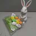 Bucherry 17 Pcs Cute Bunny Table Centerpiece Spring Tray Decorations Include Resin Bunny Decor 15 Pastel Faux Eggs and Raffia Grass Resin Rabbit Statue Table Centerpiece for Tables Spring Home Decor