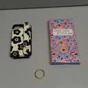 Petitian for iPhone 17 Case with Wallet - Women Girls Cute Girly Aesthetic Unique Design Leather Credit Card Holder Cardholder 360 Rotatable Ring Stand for iPhone 17, Black Flower