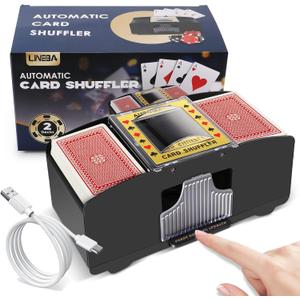 Card Shuffler 2 Deck, USB-C/Battery-Powered Automatic Playing Card Shuffler for UNO Poker Home Card Games