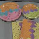 96PCS Ice Cream Plates and Napkins Party Supplies Ice Cream Disposable Paper Plates Napkins Tableware Set for Birthday Baby Shower Sweet Summer Ice Party, Serve 48 Guests
