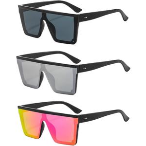 3 Pieces Square Oversized Sunglasses for Women Men Flat Top Large Black Frame Fashion Shades