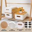 Citylife Storage Bins with Bamboo Lids 16QT Plastic Storage Containers Stackable Organizer Boxes with Handle for Desk Snacks, Toys, 2 PCS, 15" L x 10.6" W x5.8 H