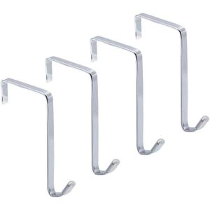 Over-The-Door Single Hanger Hook, Durable Metal Organizer for Hanging Coat Towel Bag Robe, Back of Bathroom and More (Silver, Single 4 Pack)