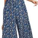 LAISHEN Wide Leg Jumpsuits for Women Dressy Casual 2024 Summer Rompers Smocked Sleeveless Floral Jumpers with Pockets (Large)