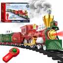 Hot Bee Christmas Train Set with Remote Control Train Toys w/Smoke, Lights & Sound, Christmas Train Sets for Around The Tree, Toy Train for Kids Train Set for 3 4 5 6 7+ Years Old Boys Gifts