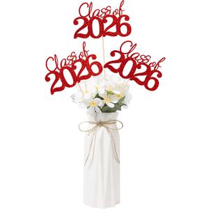 4 x 10 PCS Graduation Class Centerpieces Red Class of 2026 Graduation Centerpieces, 2026 Centerpieces for Tables Cake Toppers