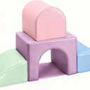 Sumbababy Soft Climbing Blocks Set for Toddlers: 4 PCS Foam Play Structures with Tunnel - Indoor Playground for Kids with Slide and Stairs - Safe Play Gym for Boys and Girls