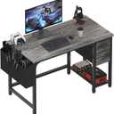 Lufeiya Computer Desk with Fabric Drawers, 40 Inch Gaming Desk for Small Space Home Office, Modern Simple Study Writing Table PC Desks for Bedroom, Gray (Grey)