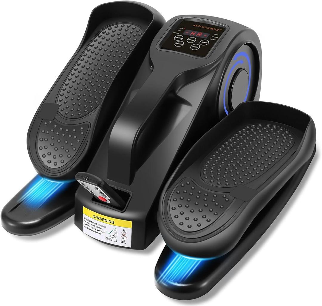 Under Desk Elliptical Machine, Electric Leg Exerciser for Seniors, Compact Seated Pedal Exerciser, Portable Elliptical Trainer with Remote and Non-Slip Pedals for Teens Adults