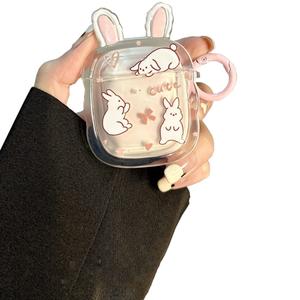 Compatible with Airpods Case Kawaii Star, Cute Case with Love Heart Keychain for Women Girls Clear Thin Soft Silicone Kawaii Cartoon Protective Cover for Airpods 2nd/1st Generation Case