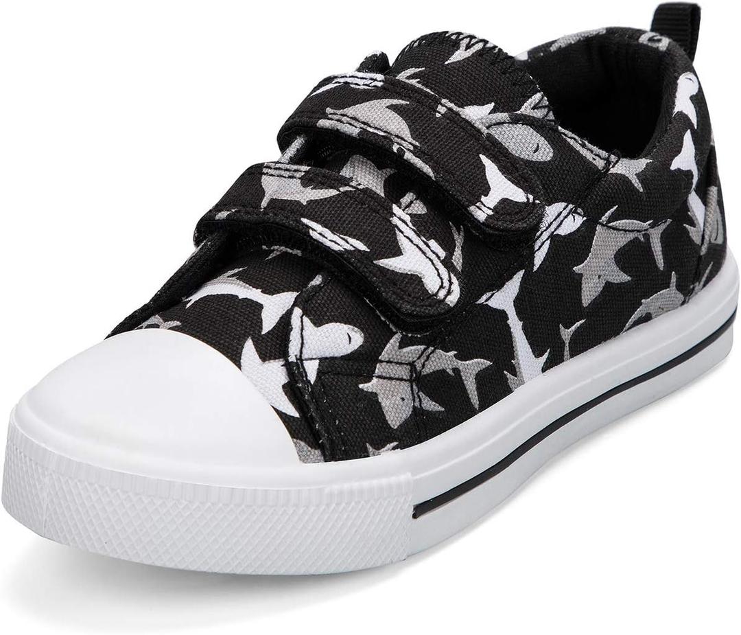 K KomForme Toddler Boys & Girls Shoes Kids Canvas Sneakers with Cartoon Dual Hook and Loops, 8 Toddler