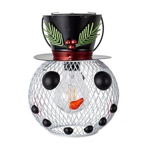 Starsoul 2 Pack Snowman Solar Lanterns, Christmas Outdoor Hanging Lantern Waterproof Decorative Snowman Lights Decor for Garden, Patio, Yard, Porch, Xmas Holiday Party Decor (Pinecone)