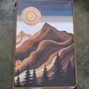 BICERE Large Abstract Mountain Woodcut Framed Canvas Wall Art, Modern Tree Ring Wall Decor, Sunrise Ridge Scenery Painting, Retro Desert Artwork for Living Room, Bedroom, Dining Room, Office -24"x36"x3