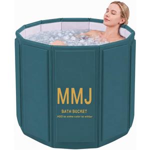Portable Bathtub for Adults, Foldable Bathtub （31.5"L x 26.6"）Without Installation with Bottom Cotton Clip, Cold Plunge Tub Suitable for Bathing, Space-Saving, Green