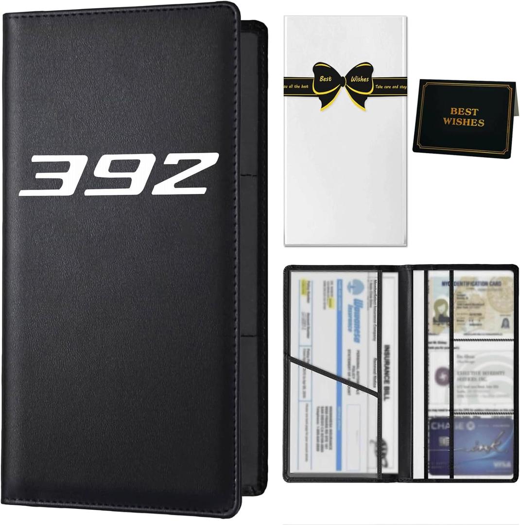 Car Registration and Insurance Holder with Magnetic Shut Compatible With 392 Vehicle Glove Box Car Organizer Auto Comparment Accessories Case for Essential Document, Driver License, Cards