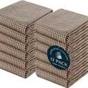 5 Pack Dual Waffle Weave Kitchen Towels, 16x26 Inch, 100% Cotton, Super Absorbent, Quick Dry Dishcloth Set with Hanging Loop, Soft and Durable, Brown