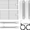 Stainless Cooking Grate,Heat Shield and Burner Kit for Nexgrill Replacement Parts 4Burner 7200830H 7200830H,7200888N,7200888,7200864,7200896B,for Uniflame,Kenmore,Nexgrill 4&5Burner Gas Grills