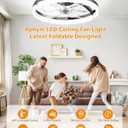Ceiling Fans with Lights and Remote, Low Profile Ceiling Fan, Morden Flush Mount LED Fan Light, 3000K-6500K Dimmable for Bedroom, Kitchen, Living Room, Frosted, Black